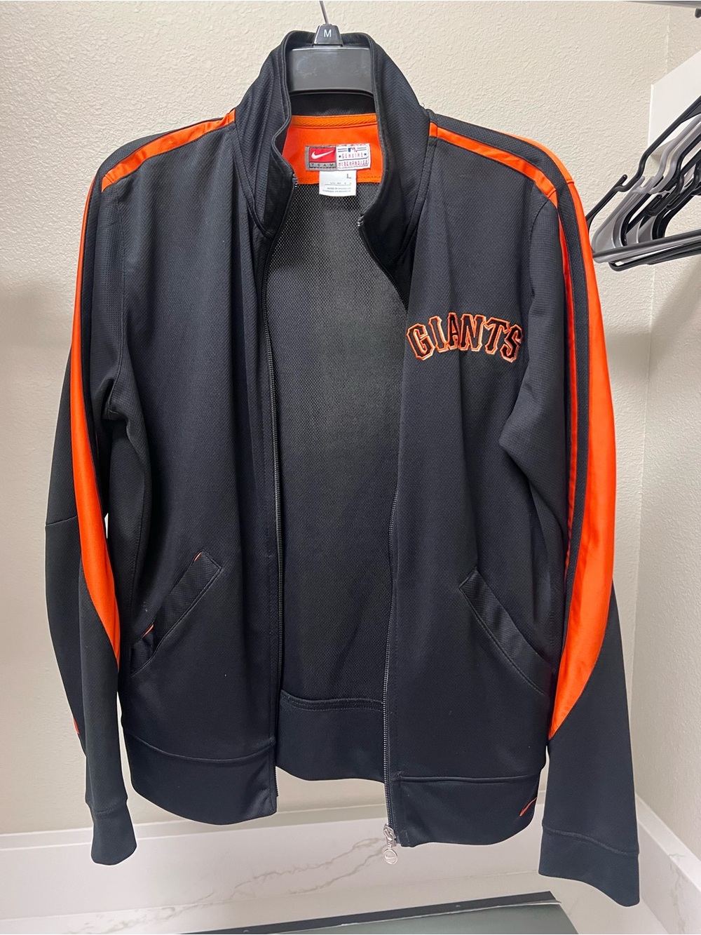 Nike Black and Orange Team Jacket with MLB Patch